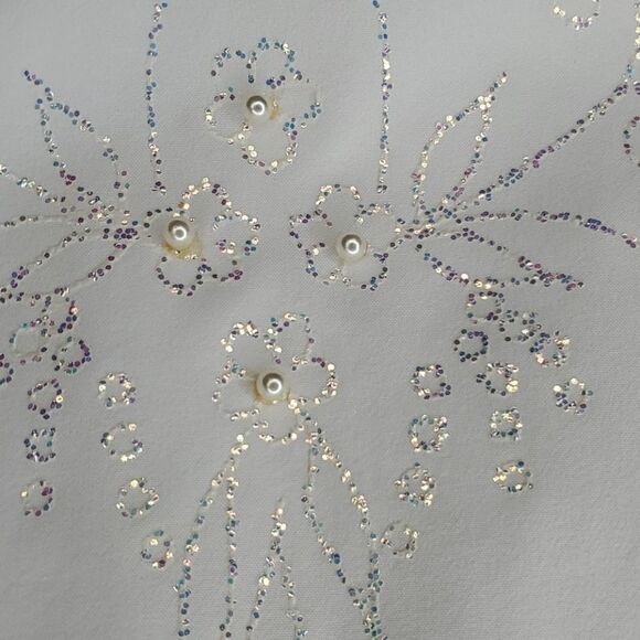 Vintage White Embellished Front Blouse L - Picture 5 of 7
